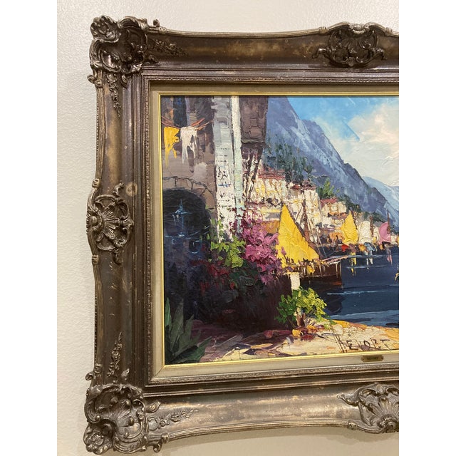 Sky Blue Vintage Mid Century Original Jan Bevort Large Framed Oil Painting - TMC Chicago Authentic Style 3980 For Sale - Image 8 of 15