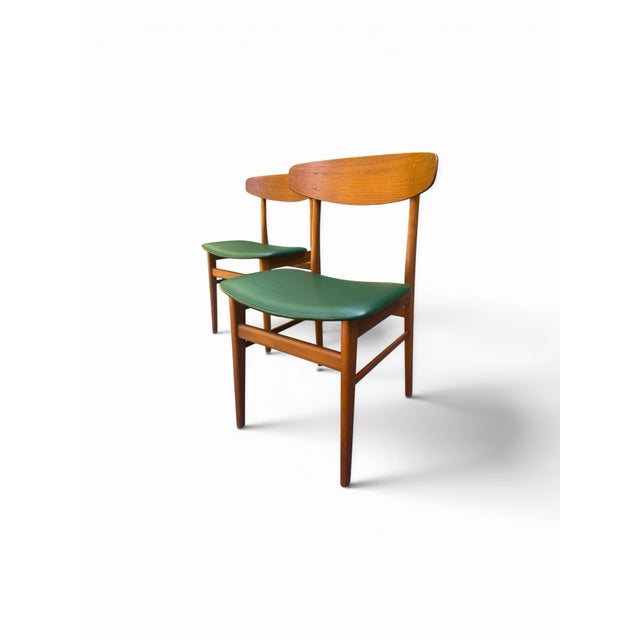 Pair of Mid-Century Modern Danish Teak Chairs by Sax – Rich Green Upholstery For Sale - Image 4 of 11