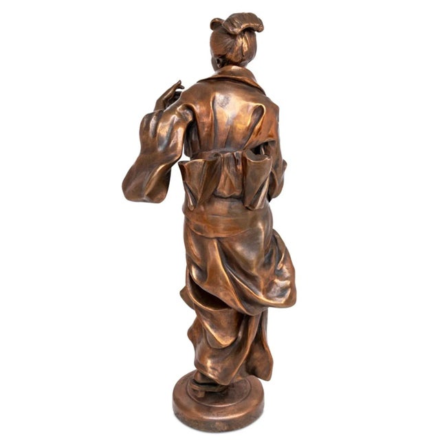 Alfred Lanson "Geisha" Patinated Bronze, 19th Century For Sale - Image 4 of 6