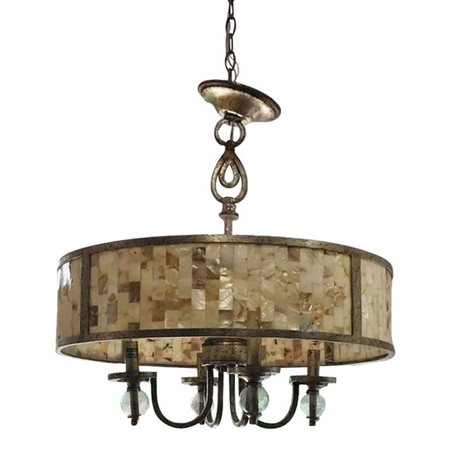 Raymond Waites Acacia 4 Light Penshell Pendant For Sale