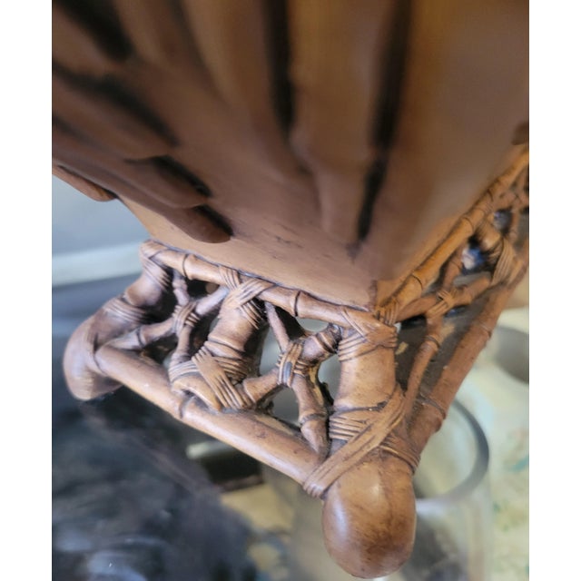 Vintage Faux Bamboo Plaster Decorative Regency Storage Table Box For Sale In West Palm - Image 6 of 9