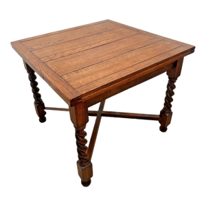 Antique Expanding Pub Kitchen Table Barley Twist Legs Quarter Sawed Tiger Oak