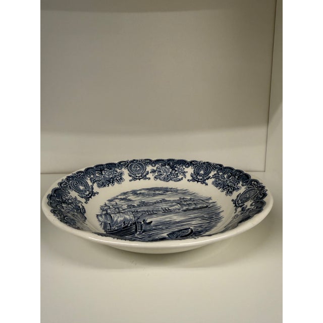 A charming vintage Historic Ports of England transferware dessert bowl, crafted in England and decorated in a classic...