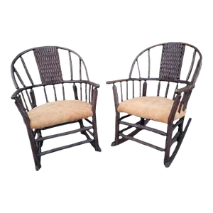 Old Hickory Barrel Back Chairs -Pair