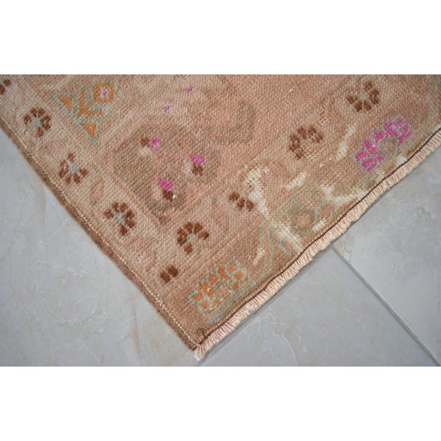 1970s Turkish Hand Made Small Rug Doormat Enrtyway Decor - 1'10" X 3'10" For Sale - Image 9 of 11