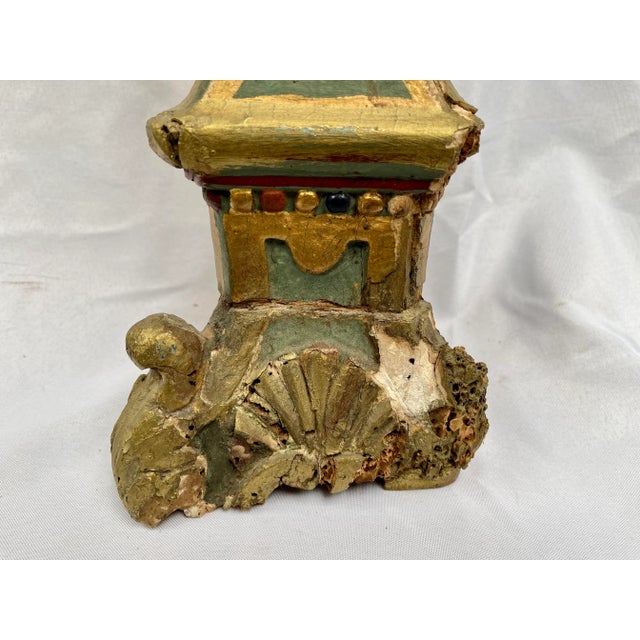 Antique 1800s French Polychrome Altar Candle Holder For Sale - Image 9 of 13