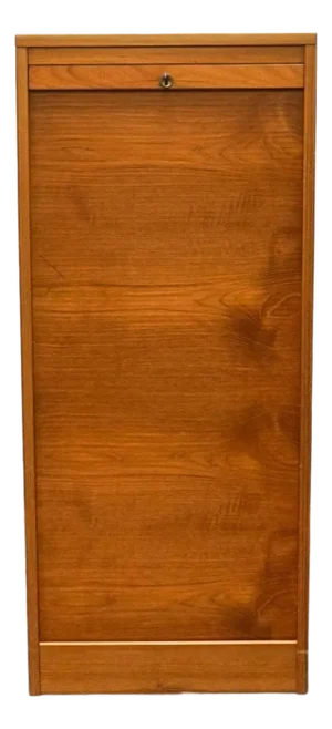 Danish Mid 20th Century Modern Teak Tambour Fall Front Open Drawers File Cabinet