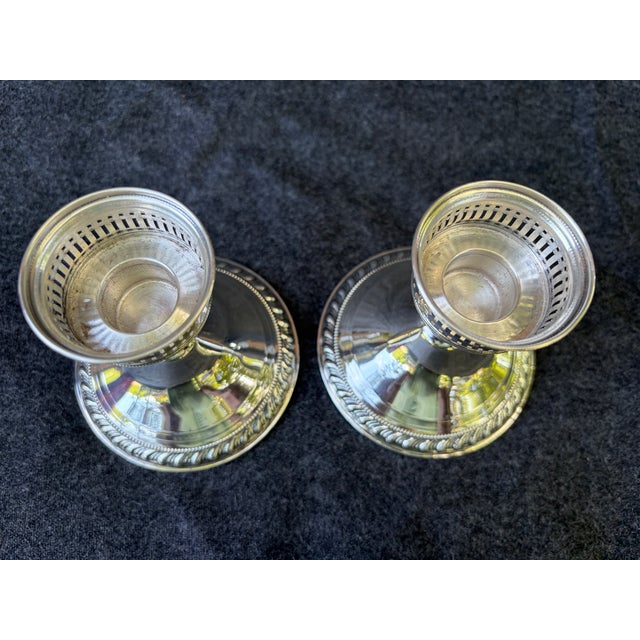 Vintage Sterling Silver Weighted Duchin Candlesticks a Pair For Sale - Image 11 of 16