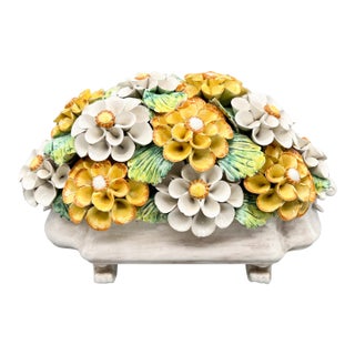 Mid-20th Century Italian Ceramic Flower Arrangement Centerpiece – Capodimonte Style For Sale