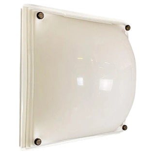 Modern Italian Ceiling White Acrylic Glass and Metal Lamp, 1970s For Sale
