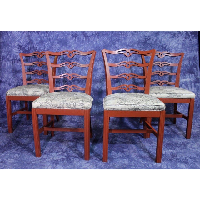 Red Painted Antique Dining Chairs Set Of 4 Chairish