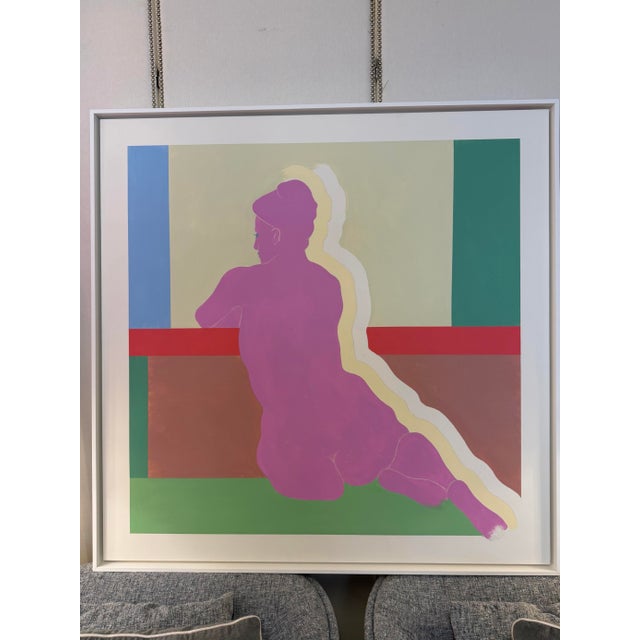 Large square oil on canvas of female figure in purple. Great proportions of the figure and great shadowing. This painting...