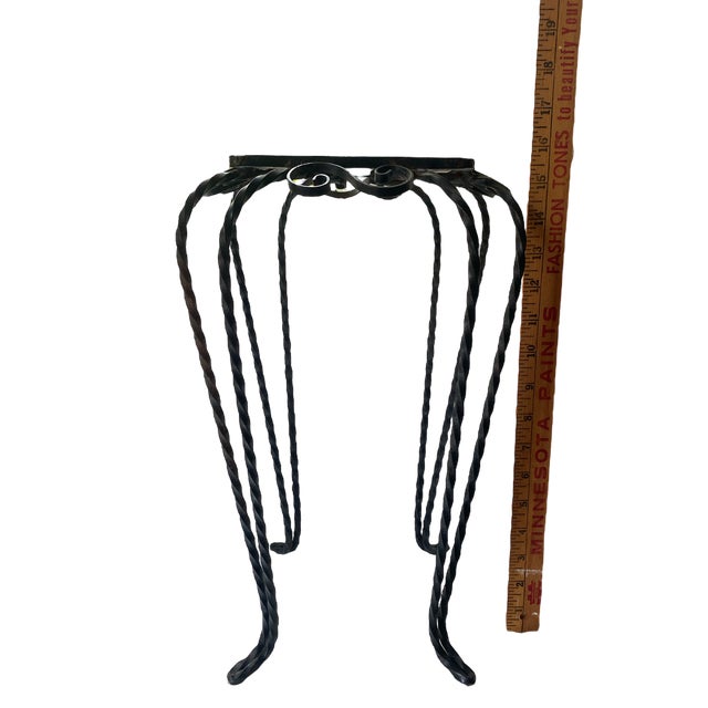 1950s Hand Made Ornate Wrought Iron Drinks Table With Black Ceramic