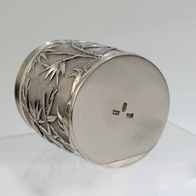 Antique Wang Hing & Co. Chinese Export Silver Travel Dresser Bottle For Sale - Image 11 of 13