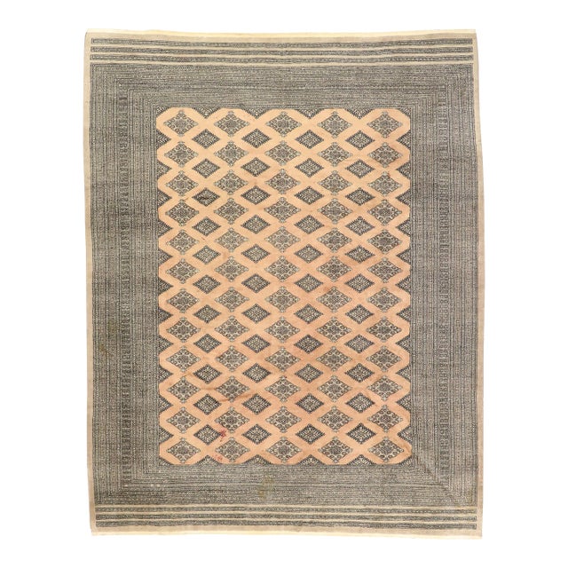 Vintage Pakistani Bokhara Wool-Silk Rug - 09'06 X 12'00 For Sale