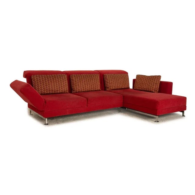Red Brühl Moule Fabric Corner Sofa Red Chaise Longue Right Manual Function Relaxation Function Sofa Couch For Sale - Image 8 of 12