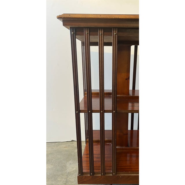 Traditional Antique Two Tiered Mahogany Bookcase W/Inlay For Sale - Image 3 of 6