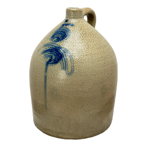 Great Looking Giant 5 Gallon Size Antique American Blue "Stinger" Decorated Stoneware Jug - Circa Late 19th Century