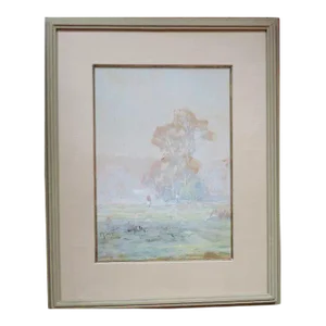19th Century John Clifford Huffington Connecticut Landscape Watercolor & Gouache Painting