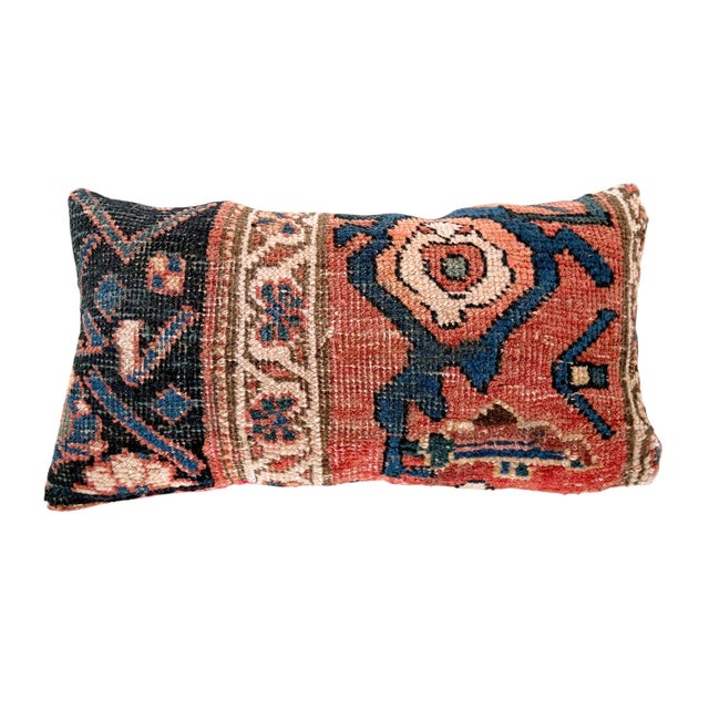 Superb 19th-century custom-made lumbar pillow made from an authentic Malayer rug fragment. Never used and in pristine...