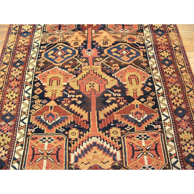 Early 20th Century 1900s Blue Navy Geometric Tribal Antique Persian Kurdish Rug 5'0" X 7'7" Handknotted Wool Carpet For Sale - Image 5 of 6