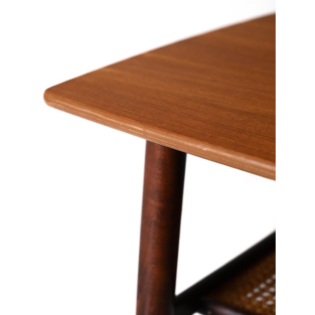 Scandinavian Coffee Table with Vienna Straw Shelf, 1960s For Sale - Image 4 of 10