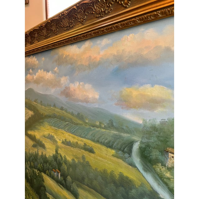Gold Tuscan Countryside Impressionist Oil Painting, Framed For Sale - Image 8 of 18