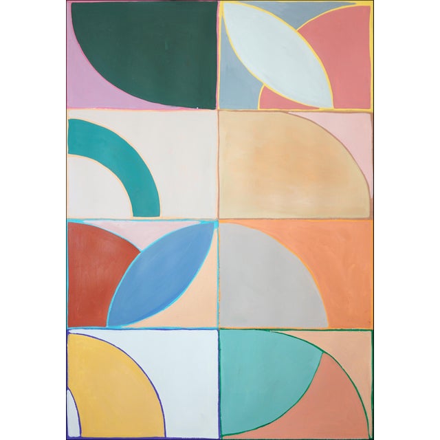 2020s 2026, Modernit Bauhaus Painting Diptych in Vivid Tones, Color-Field Windows Patterns, Acrylic Paint on Watercolor Paper by Natalia Roman For Sale - Image 5 of 10