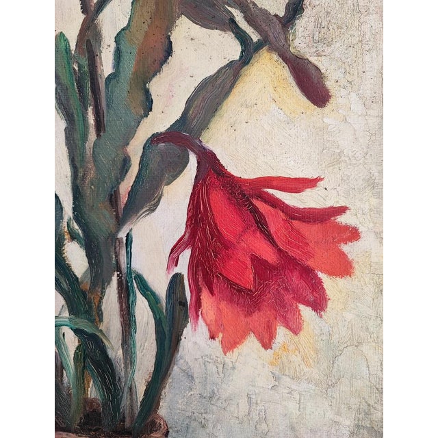 Arne Siegfried, Cactus en fleurs, Oil on Wood, Framed For Sale - Image 6 of 10