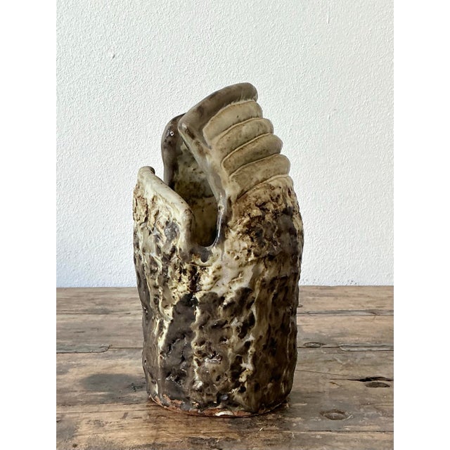 Cream Vintage Original Studio Pottery Coil Vase For Sale - Image 8 of 12