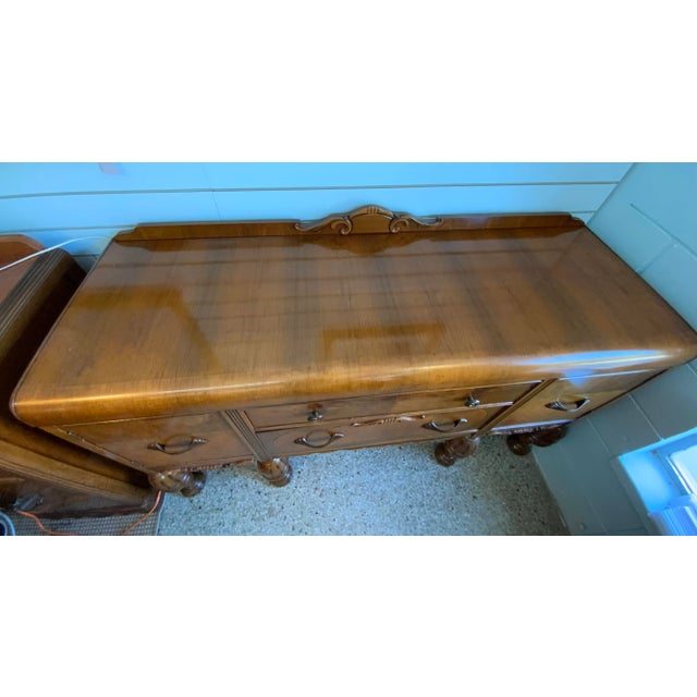 Vintage Art Deco Waterfall Credenza For Sale In West Palm - Image 6 of 8