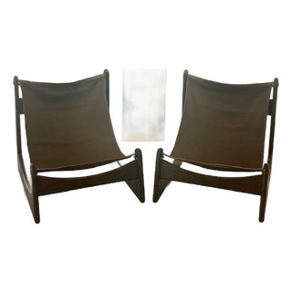 1970s Pair of Brutalist Carl Straub Sling Chairs For Sale