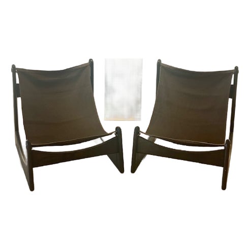 1970s Pair of Brutalist Carl Straub Sling Chairs For Sale