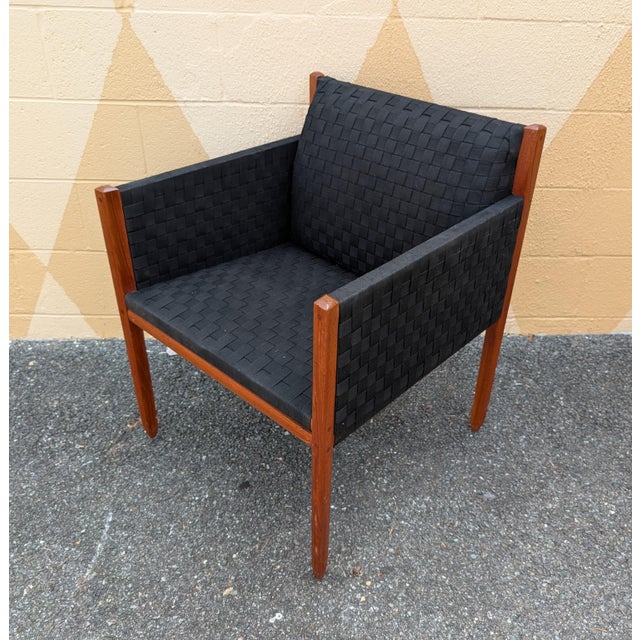 Vintage Shaker Style Armchair With Hand-Woven Canvas Checkerboard Seat For Sale In Washington DC - Image 6 of 10