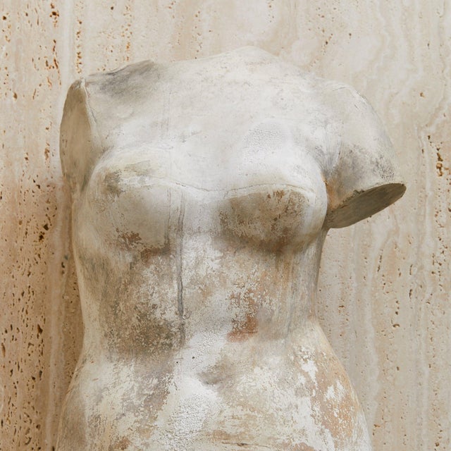 French Vintage French Plaster Female Torso Sculpture For Sale - Image 3 of 18