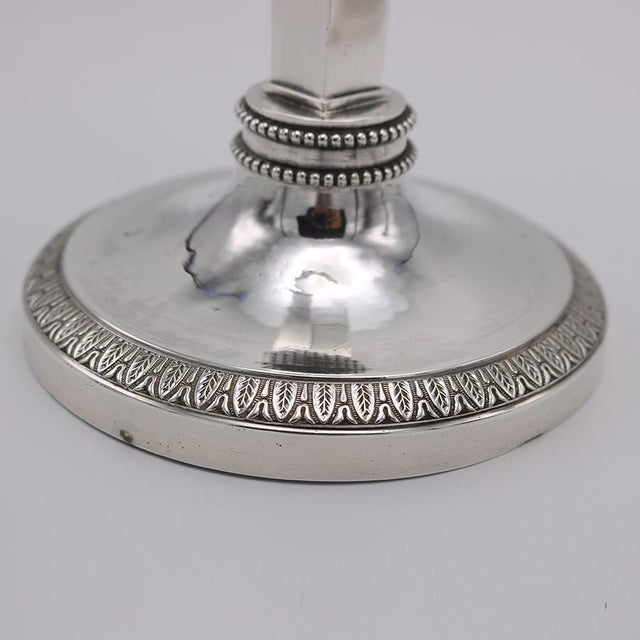 Pair of Empire Period Silver Candlesticks England circa 1820 For Sale - Image 4 of 18