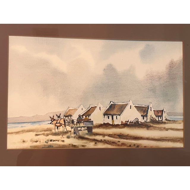 African Late 20th Century Johan Manefeldt Signed South African Cape Landscape Original Watercolor For Sale - Image 3 of 6