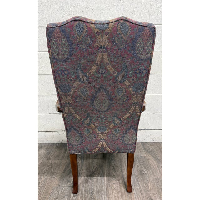 Vintage Queen Anne Style Gooseneck Arm Mahogany Library Chair For Sale - Image 12 of 13