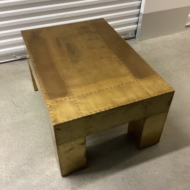 1980s Vintage Sarried LTD Brass Clad Cocktail Table For Sale - Image 5 of 8