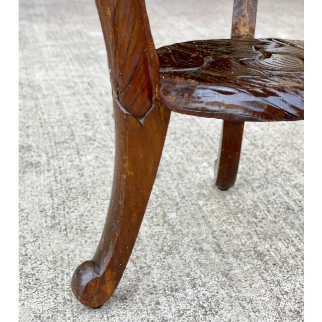 Antique Liberty & Co Art Nouveau Carved Floral Motif Plant Stand Table For Sale - Image 9 of 11