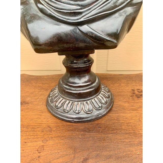 Late 20th Century Vintage Neoclassical Apollo Belvedere Bust Sculpture on Pedestal For Sale - Image 5 of 11