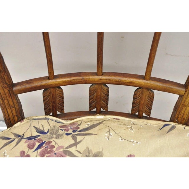 Early 20th Century Antique Italian Neoclassical Style Carved Arrow Walnut Low Boudoir Slipper Chair For Sale - Image 5 of 12