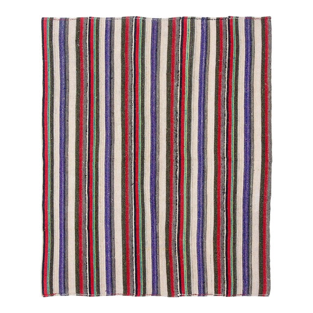 Striped Vintage Decorative Kilim Rug - 6`2 X 7 '7 For Sale
