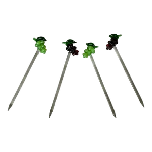 Hand Blown Glass Hors D' Oeuvre Appetizer Cocktail Drink Picks Set of 4