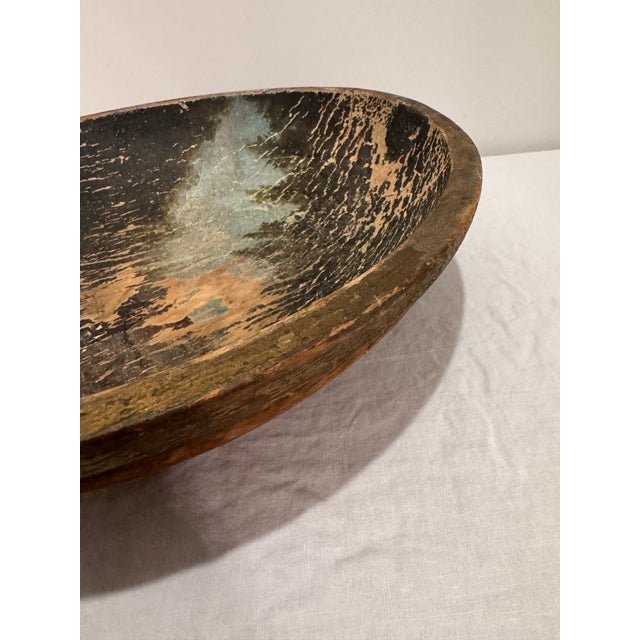 Vintage Hand-Turned Wooden Bowl With Aged Patina For Sale - Image 4 of 9