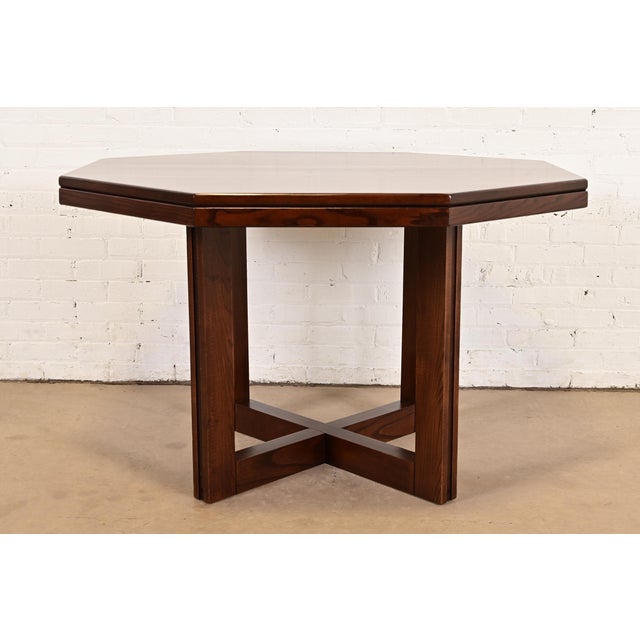 An exceptional Mid-Century Modern octagonal dining table, breakfast table, or game table In the manner of Frank Lloyd...
