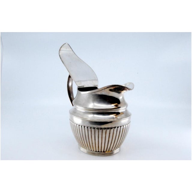 Metal Fluted Silver Milk Jug with Half-Body Design For Sale - Image 7 of 11