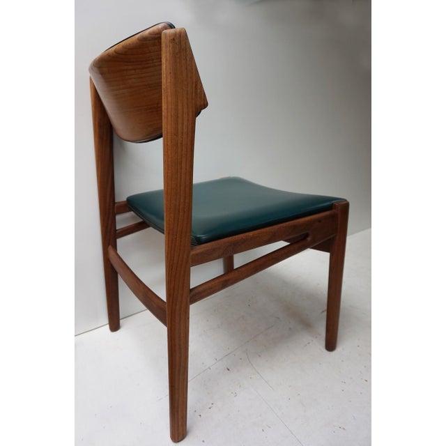 Scandinavian Teak and Green Leatherette Dining Chairs, 1960s, Set of 4 For Sale - Image 11 of 18