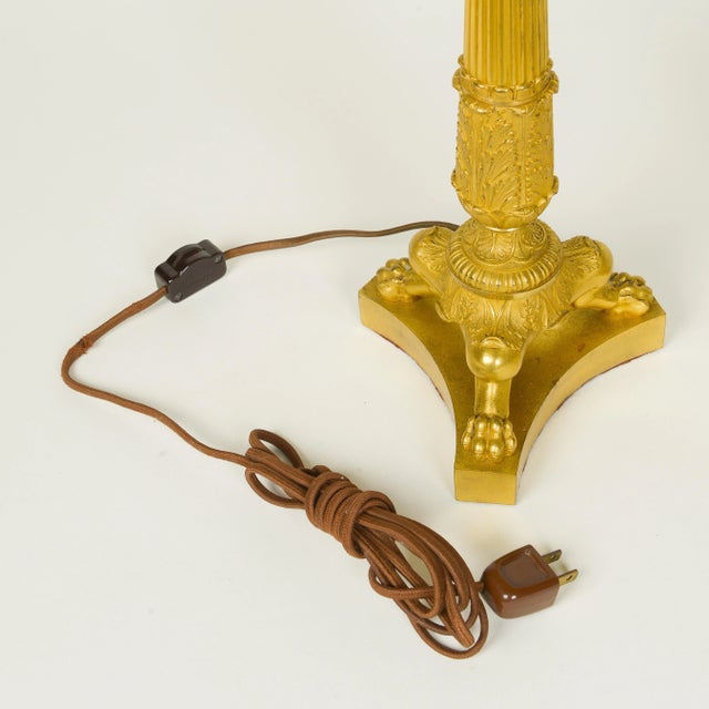 A Fine Pair of French Charles X Gilt Bronze Candelabra Mounted as Lamps For Sale - Image 10 of 11