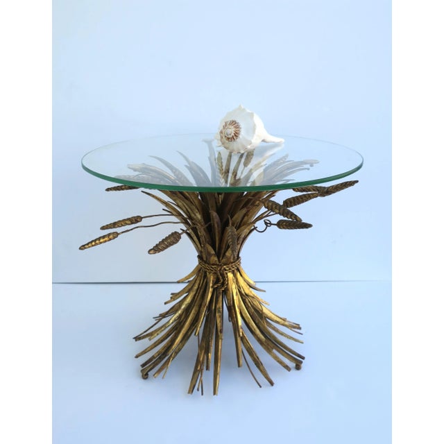Mid 20th Century Italian Gold Gilt Sheaf of Wheat Side Drinks Table Aka Coco Table For Sale - Image 5 of 12